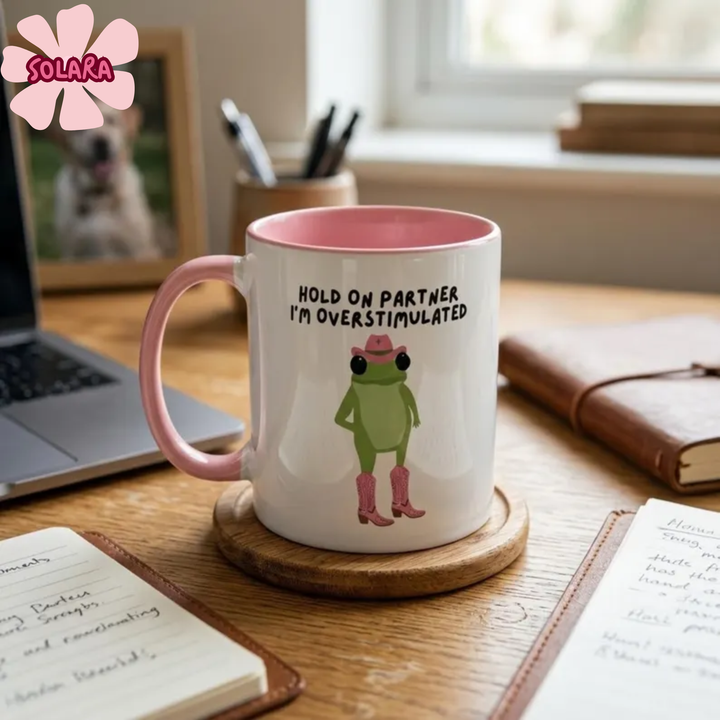 Overstimulated Cowboy Frog - Funny Office Coffee Mug